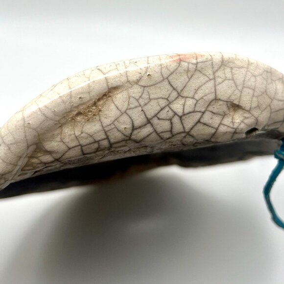 Handmade Raku Ceramic Mask Abstract Crackle Glaze Face Wall Art Signed Jan ‘91 - Picture 12 of 12